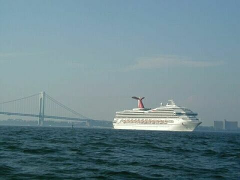 Cruise ship in Atlantic Ocean outside NYC