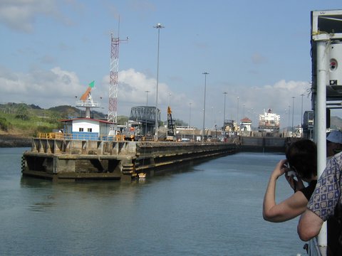 At entrance to Miraflores Locks from the Pacific Ocean